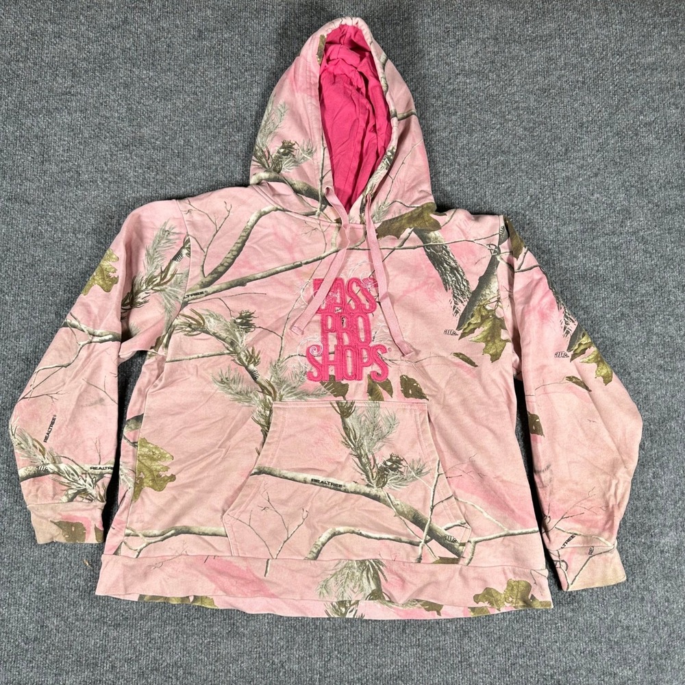 Bass Pro Shops Hoodie Womens Size XL  Realtree Camo Embroidered Logo Pullover